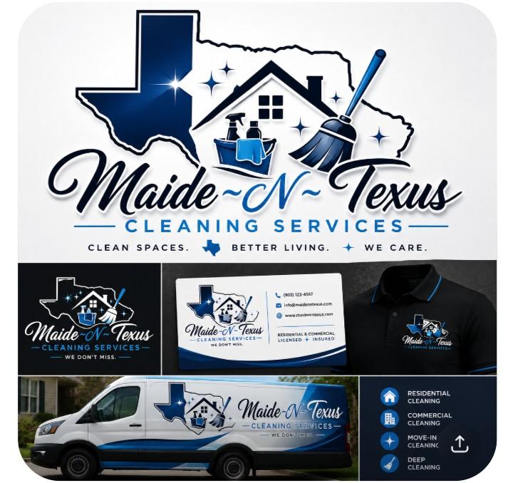 MaideNTexus branded cleaning service assets